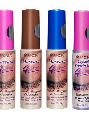 4 PACK! PROSA 4 in 1 Mascara - Black, Blue, Brown, Crystal Protei
